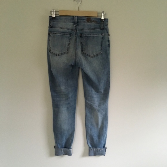 Kut From The Kloth Jeans Sz 2 Blue Carlo Ankle Skinny Cut Off Hem Distressed - Picture 4 of 12